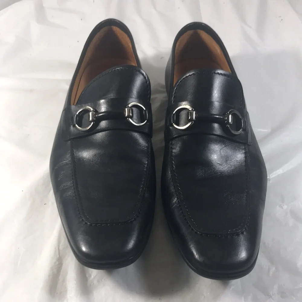 Magnanni Mens  Black Leather Naza Bit  Slip On  Loafers